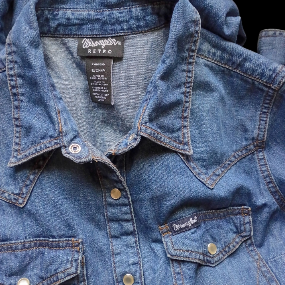 Wrangler Denim Long Sleeve Shirt Dress Blue - Picture 4 of 7